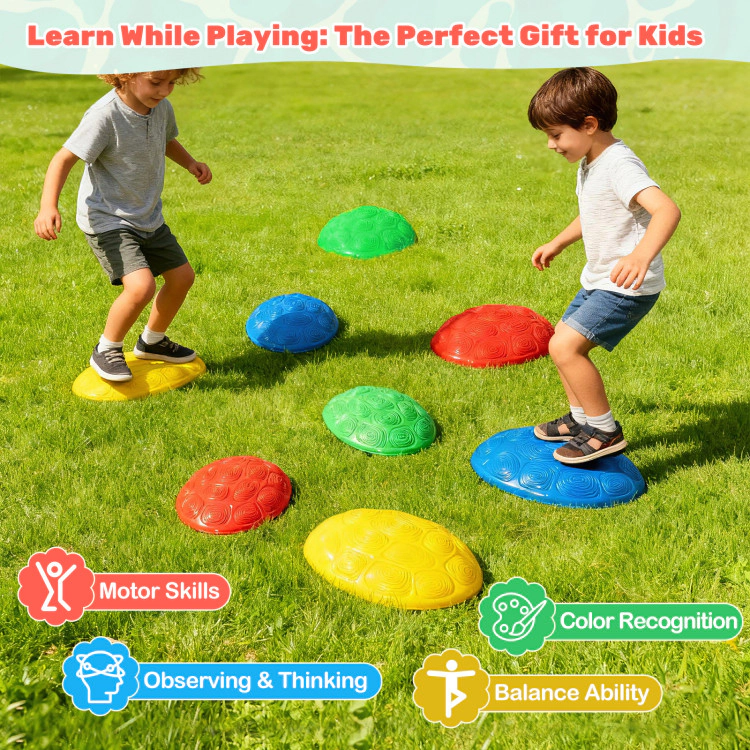 Hivvago Stepping Stones for Kids 8 PCS Non-Slip Toddler Stepping Stones Balance Sensory Toys