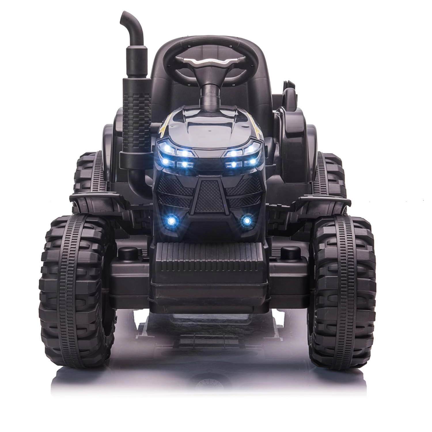 Enjyam 12V Kids Ride-On Tractor with Trailer, Electric Dual Motors, LED Lights for Ages 3-6