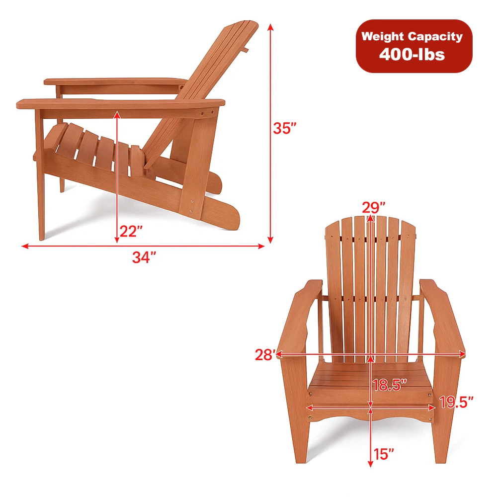 Hivvago Wooden Adirondack Chair with Tall Back and Oversized Armrests