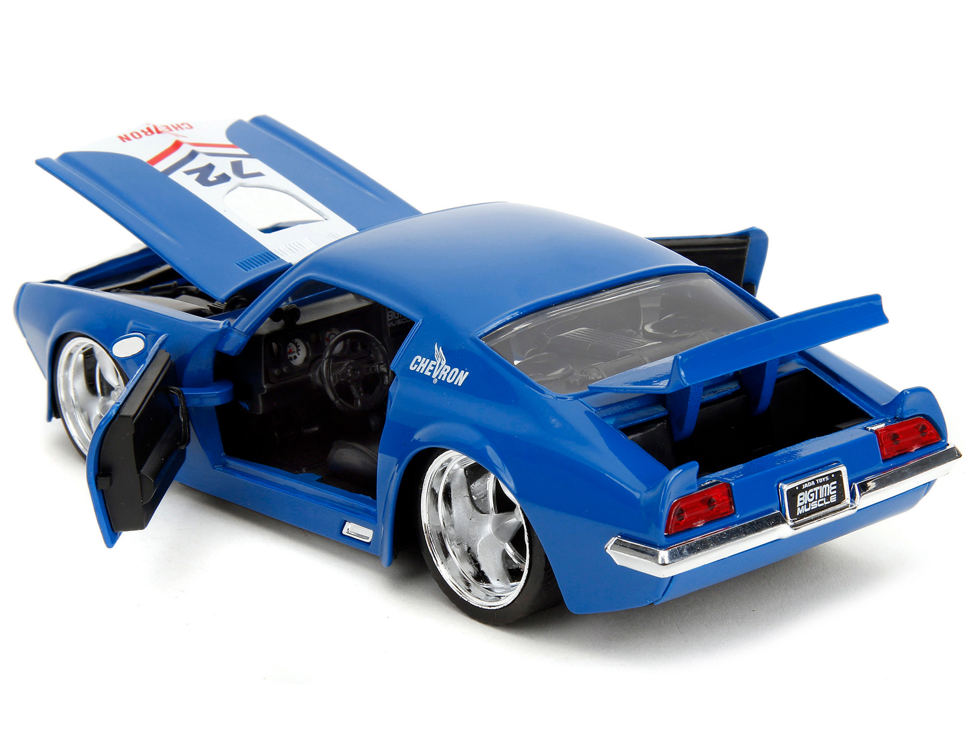 Jada 1972 Pontiac Firebird #72 Blue with White Stripe "Chevron" "Bigtime Muscle" Series 1/24 Diecast Model Car by Jada