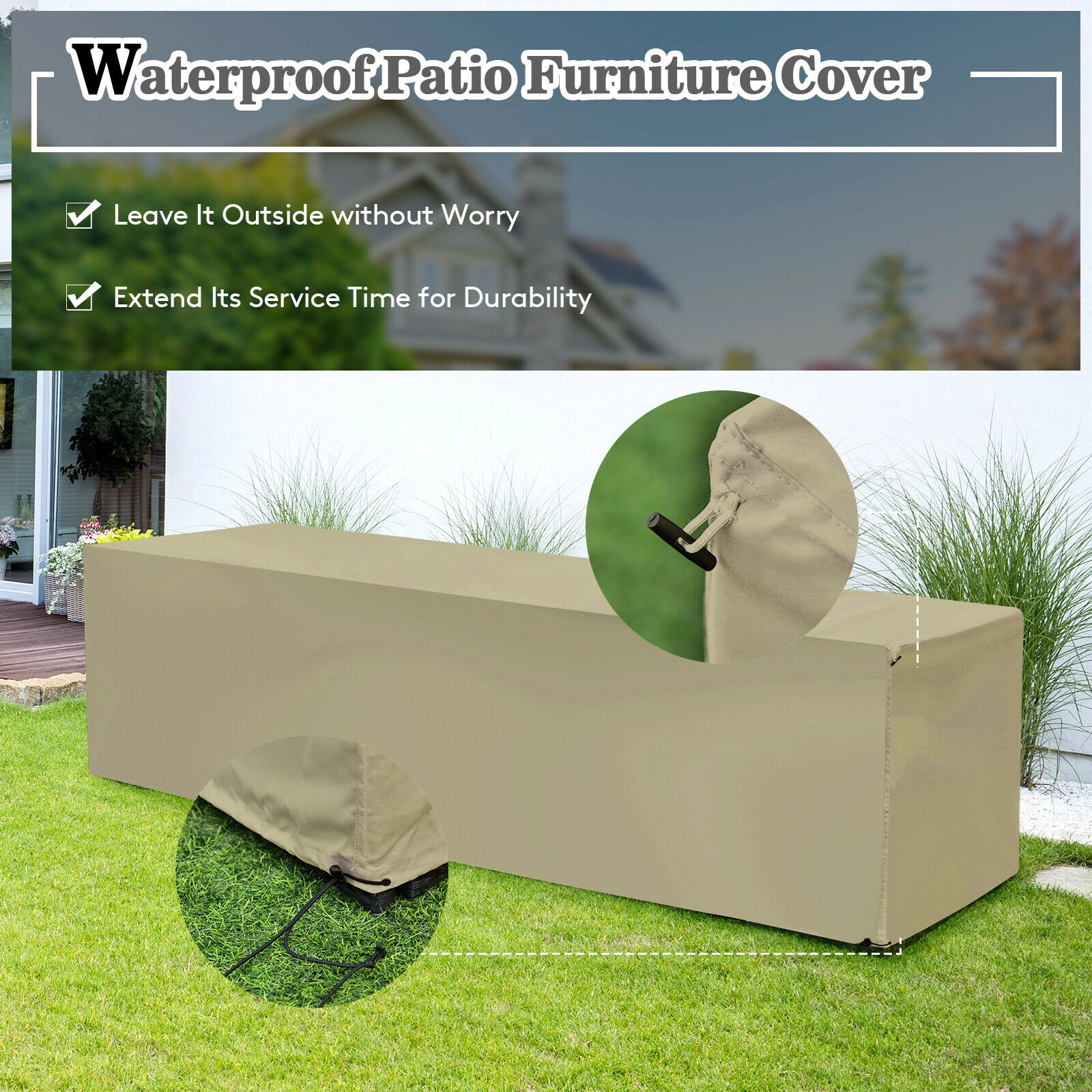 SUGIFT Black Storage Box Waterproof Cover and Cushions 8-Piece Patio Rattan Sectional Set
