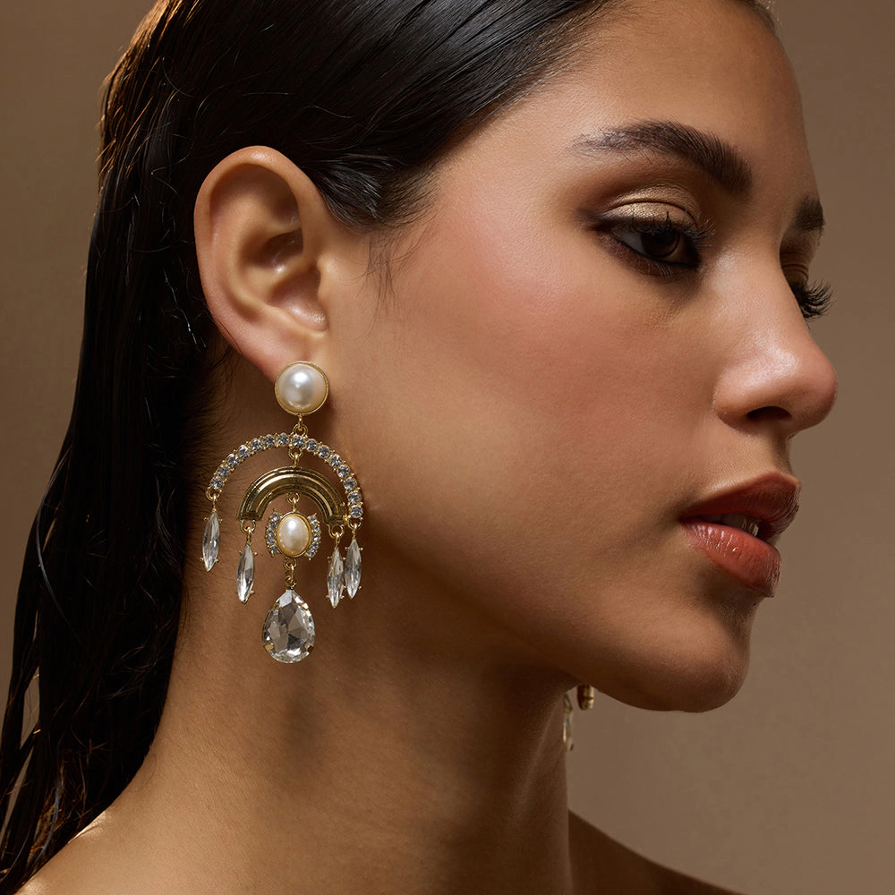SOHI Women's Crystal Silver the Lustre Drop Earrings