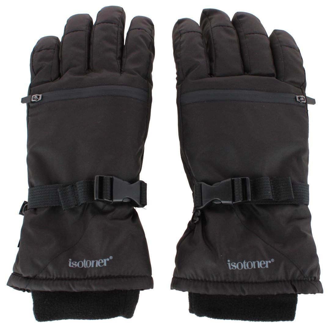 Isotoner Men's Winter Ski Glove with Extended Cuff and Zipper Pocket