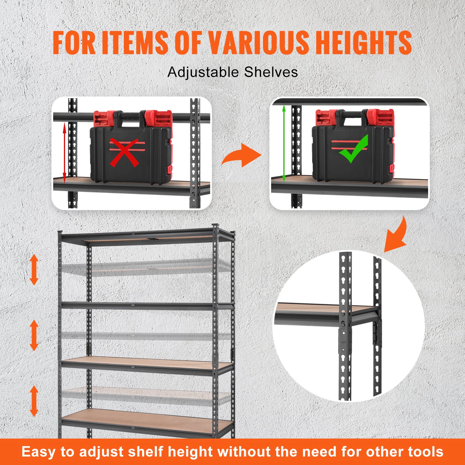 Flynama 5 Tier Heavy Duty Steel Shelving 2000 LBS 72 in H Adjustable Storage Rack for Garage