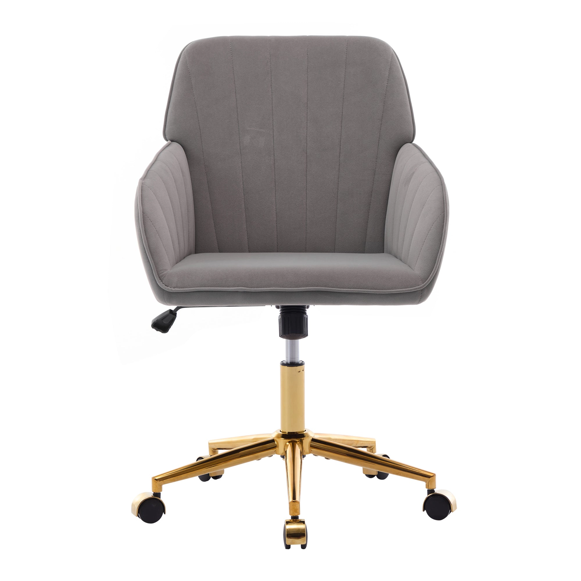 Platinum-Level Office Chairs TY Adjustable Velvet Office Chair, Gray, Gold Base Swivel