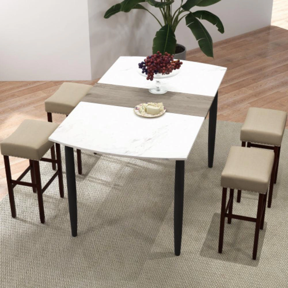 Hivvago 29 Inch Upholstered Bar Stools with Solid Rubber Wood Frame and Footrests- Set of 2