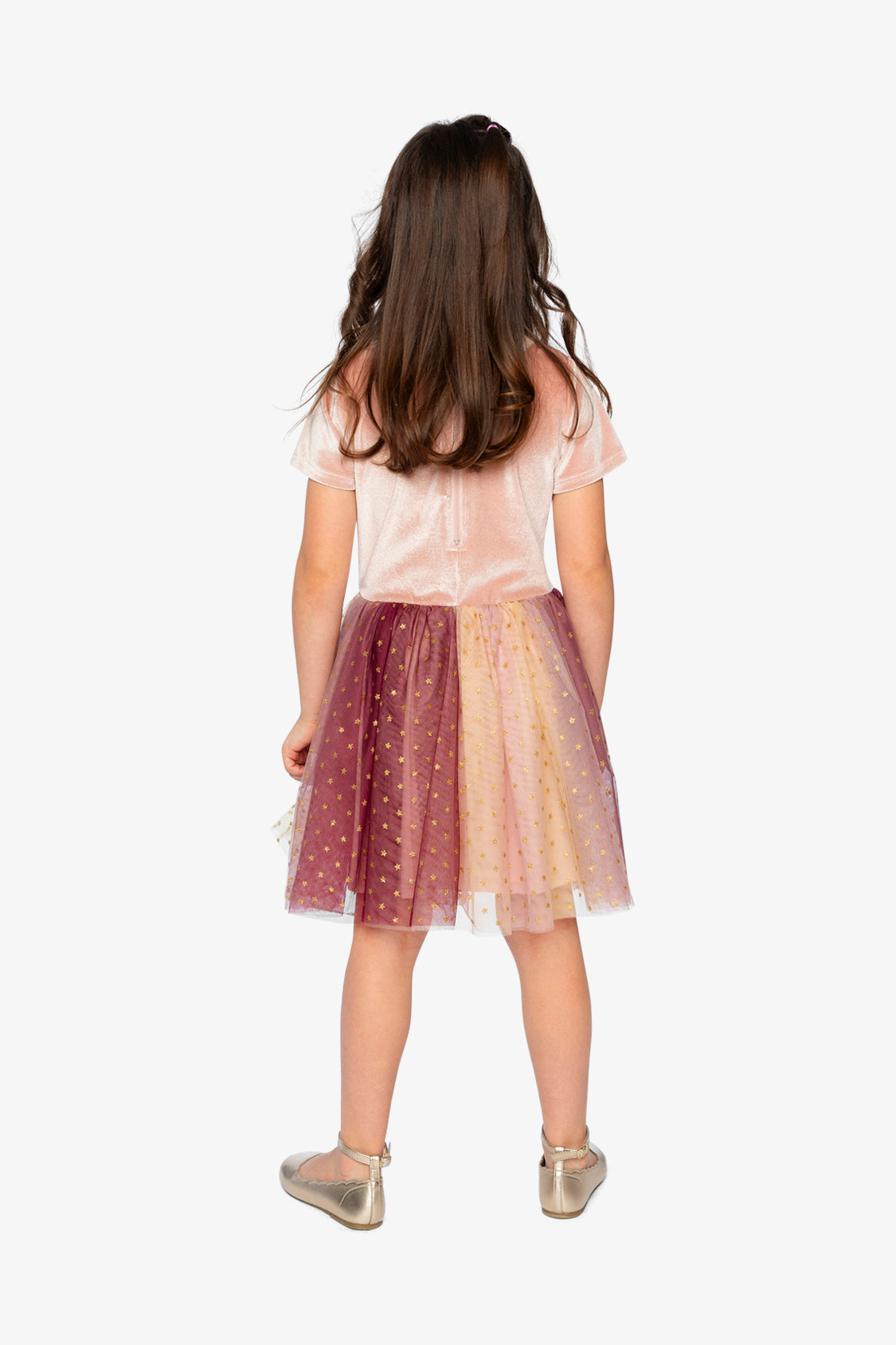 Deux par Girls Bi-Material Dress with Gradient Print Skirt