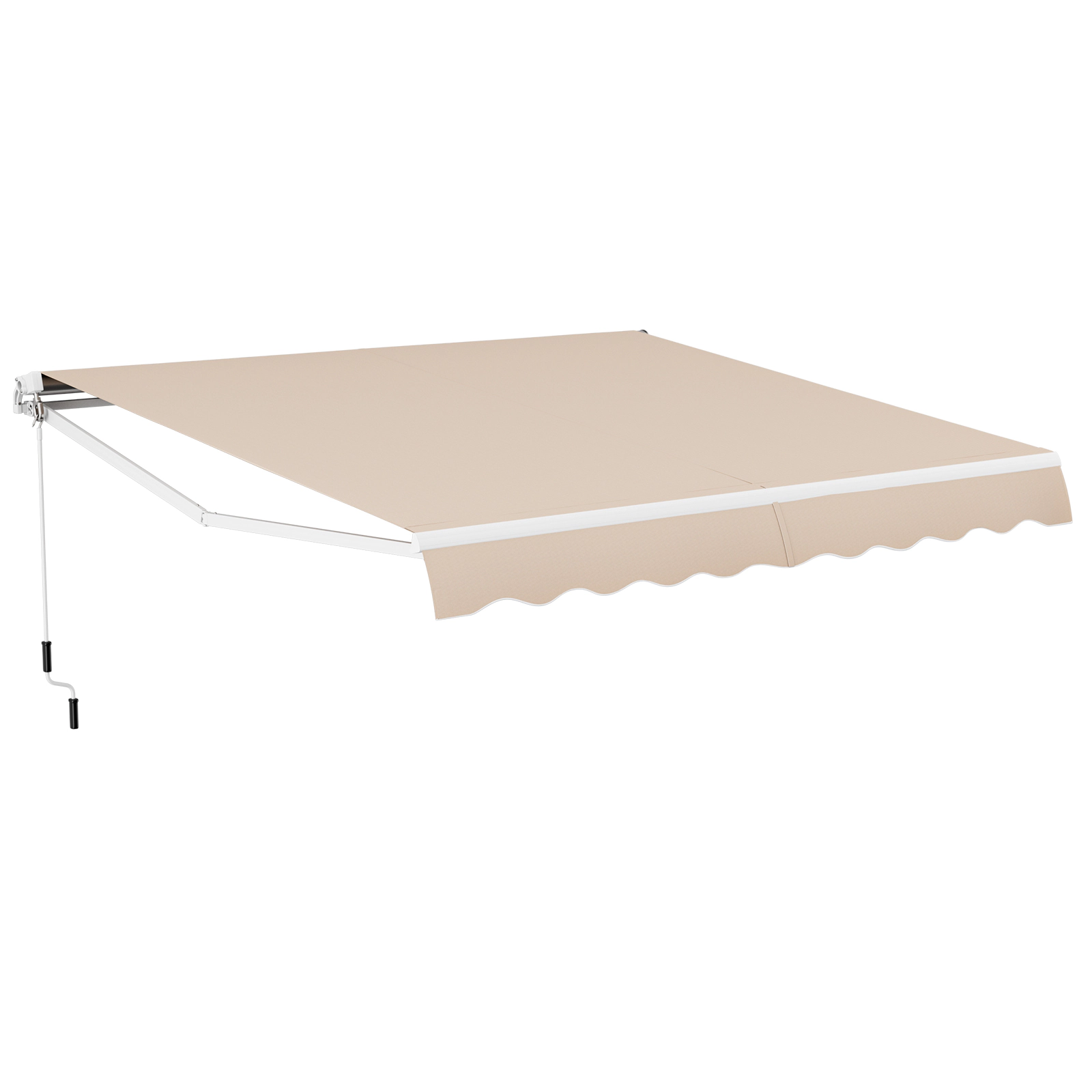 SUGIFT Beige 12-ft x 10-ft Manual Retractable Awning Outdoor Sun Shade Shelter with Crank Handle