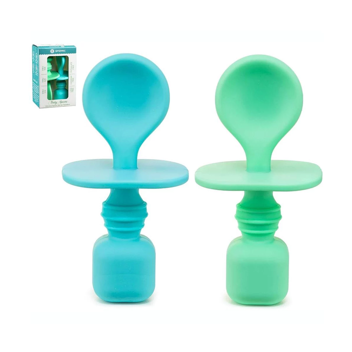 Sperric Silicone Baby Spoons for Led Weaning 2-Pack, First Stage Feeding Spoon Set Gum Friendly BPA Free