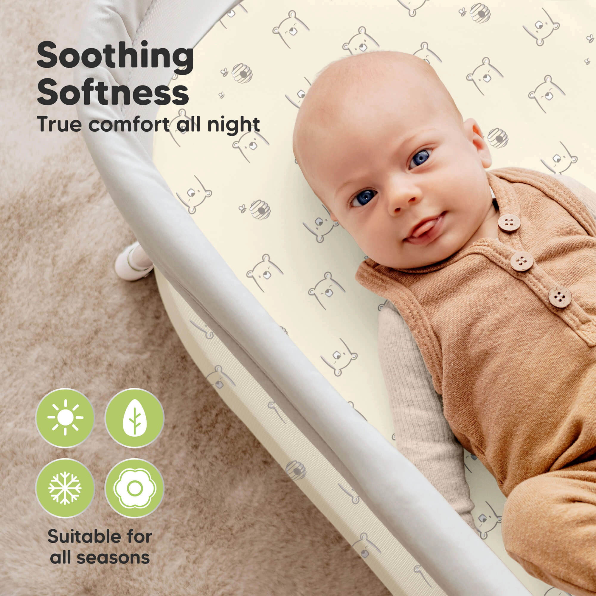 KeaBabies 2-Pack Soothe [Protect+] Waterproof Bassinet Sheets