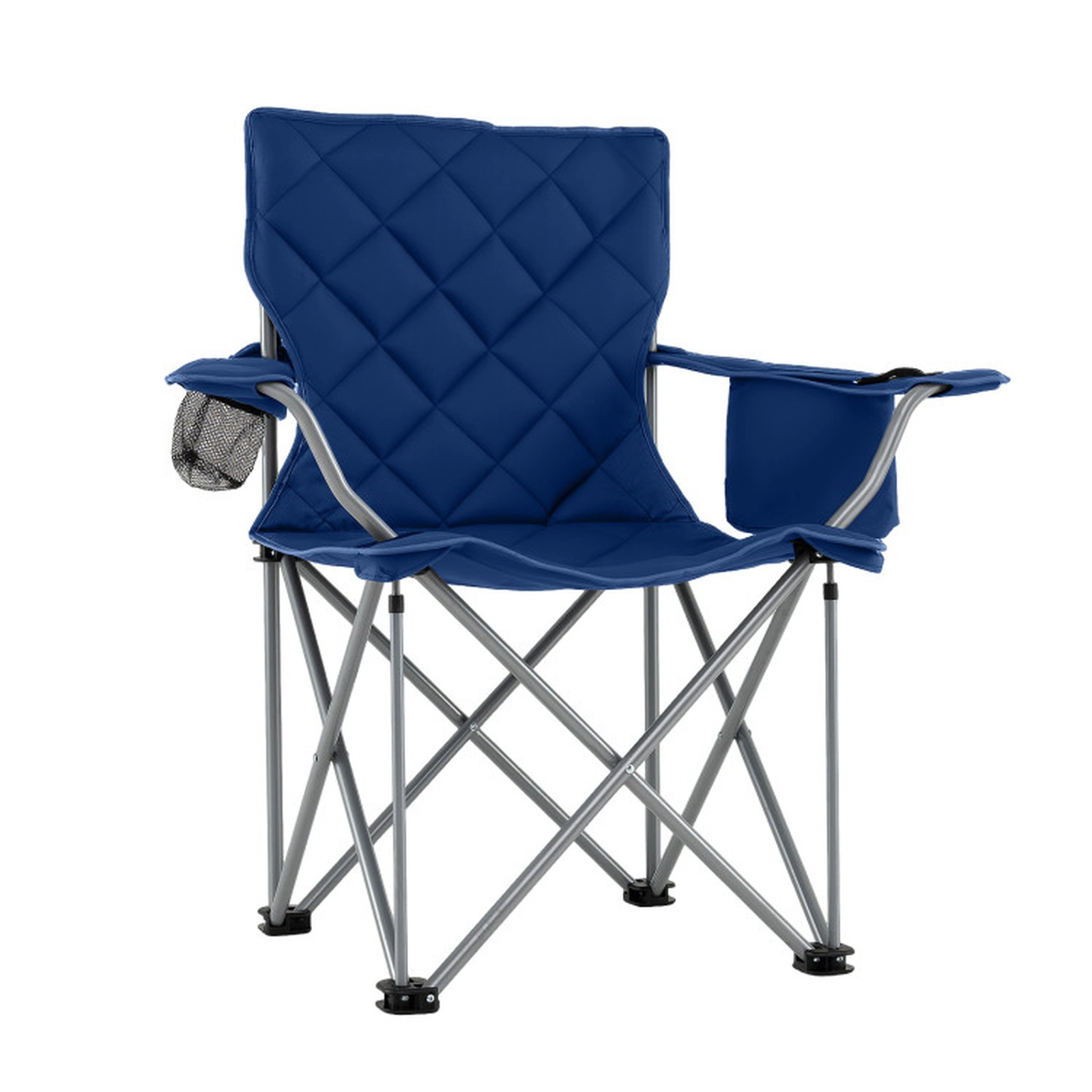SUGIFT Oversized Folding Camping Chair with Cooler Pouch and Cup Holder 500-lb Capacity 38-in Tall Navy Gray, 1 Chair