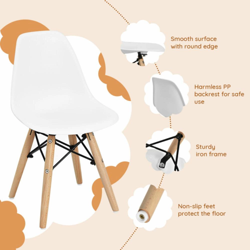 Hivvago 4 Pcs Children Chair Set Medieval Style Dining Chairs With Wood Legs
