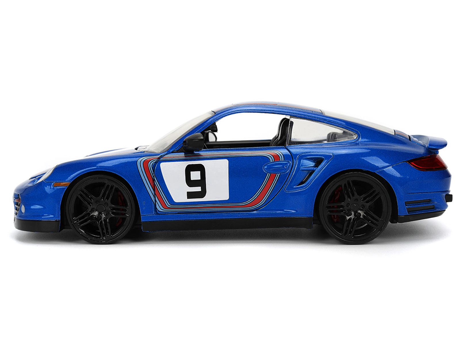Jada Porsche 911 Turbo (997) #9 Blue Metallic with Stripes "Hyper-Spec" Series 1/24 Diecast Model Car by Jada