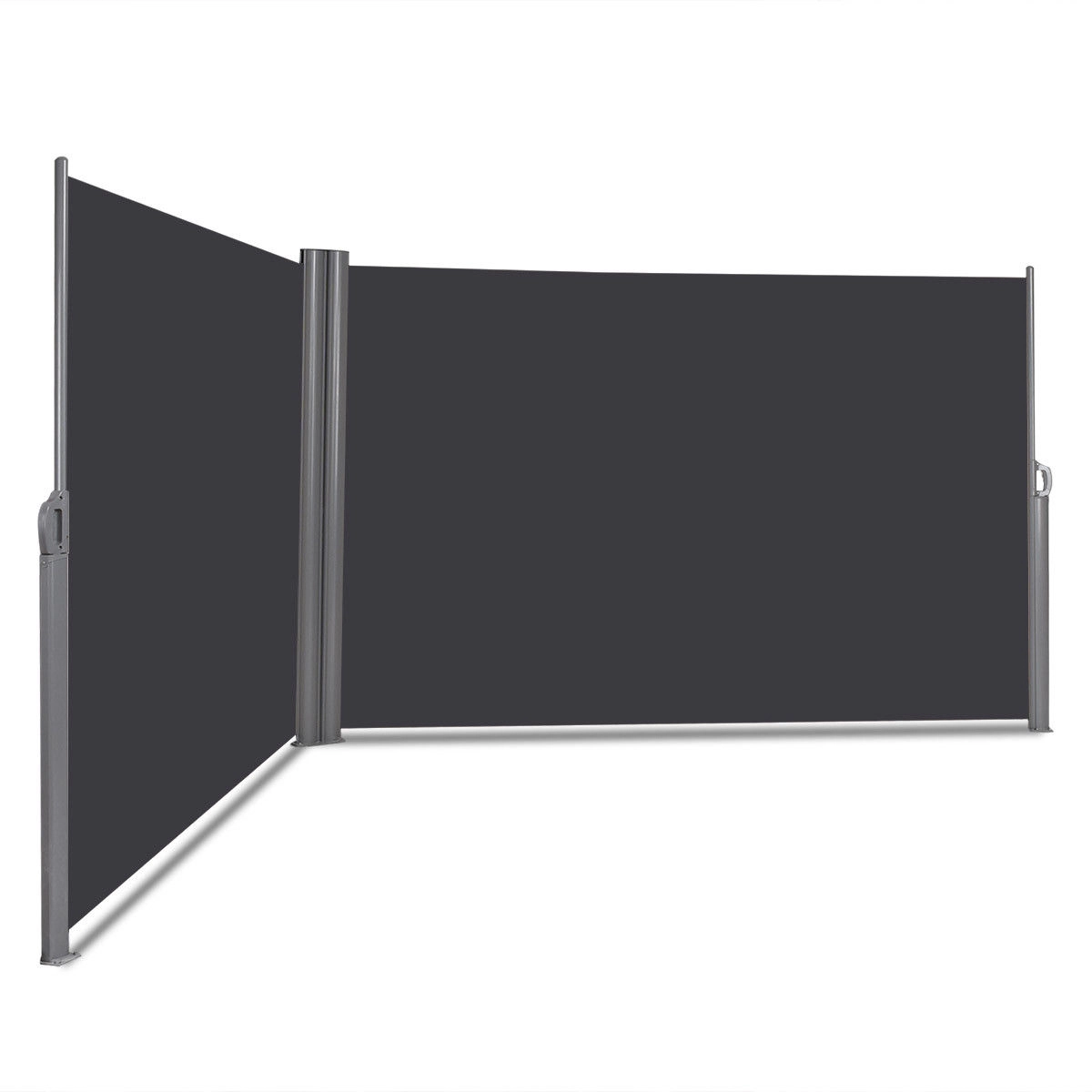 SUGIFT Dark Gray 236-in x 63-in Retractable Side Awning Patio Privacy Screen with Aluminum Frame