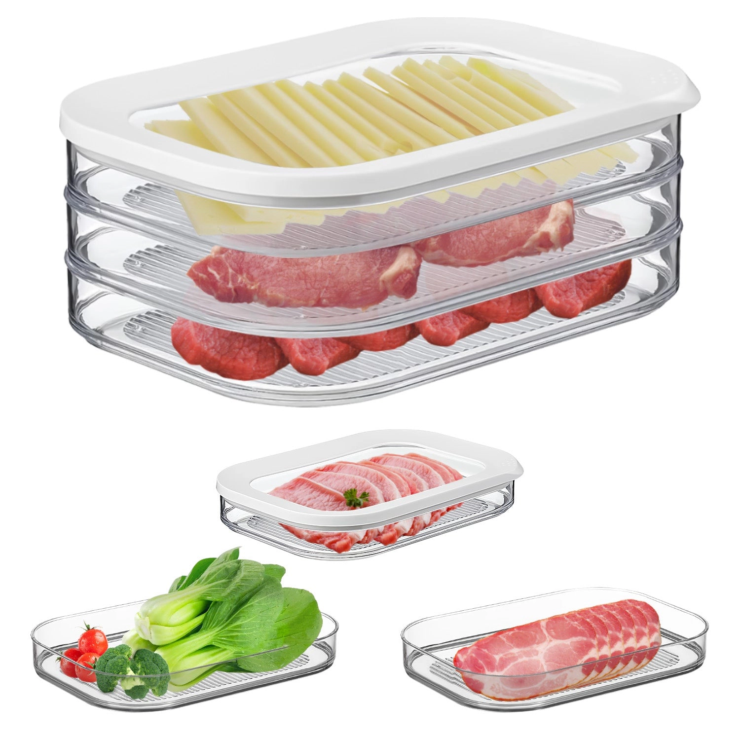 GBruno 2 Pcs Stackable Deli Meat Container With Lid