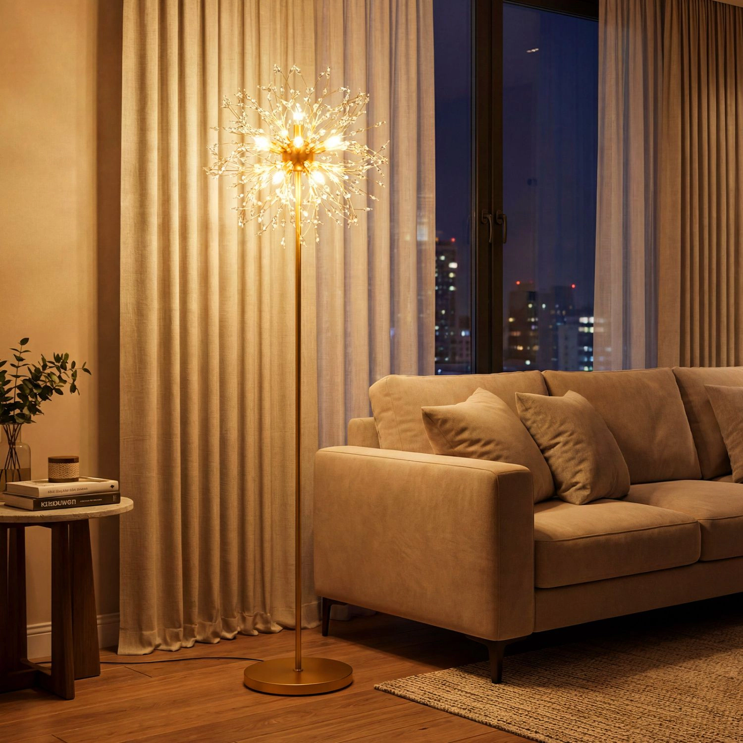 SlickBlue Modern Crystal Blossom Floor Lamp with Foot Switch