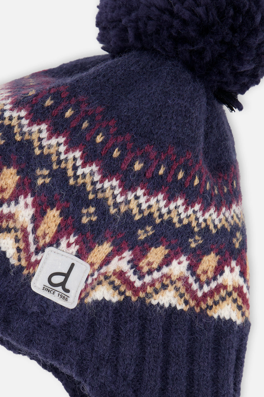 Deux par Boys Nordic Jacquard Winter Peruvian Knit Hat with Pompom
