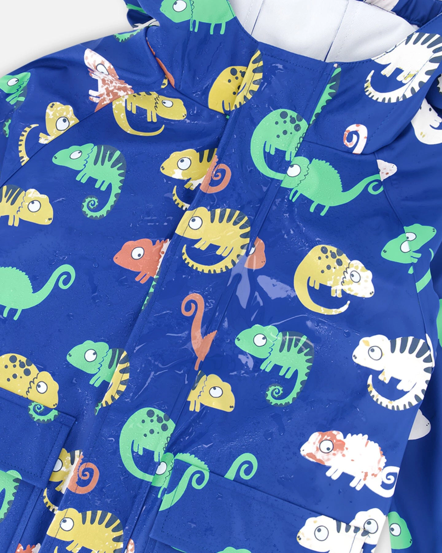 Deux par Deux Boys Rain Jacket In Polyurethane Chameleon Print