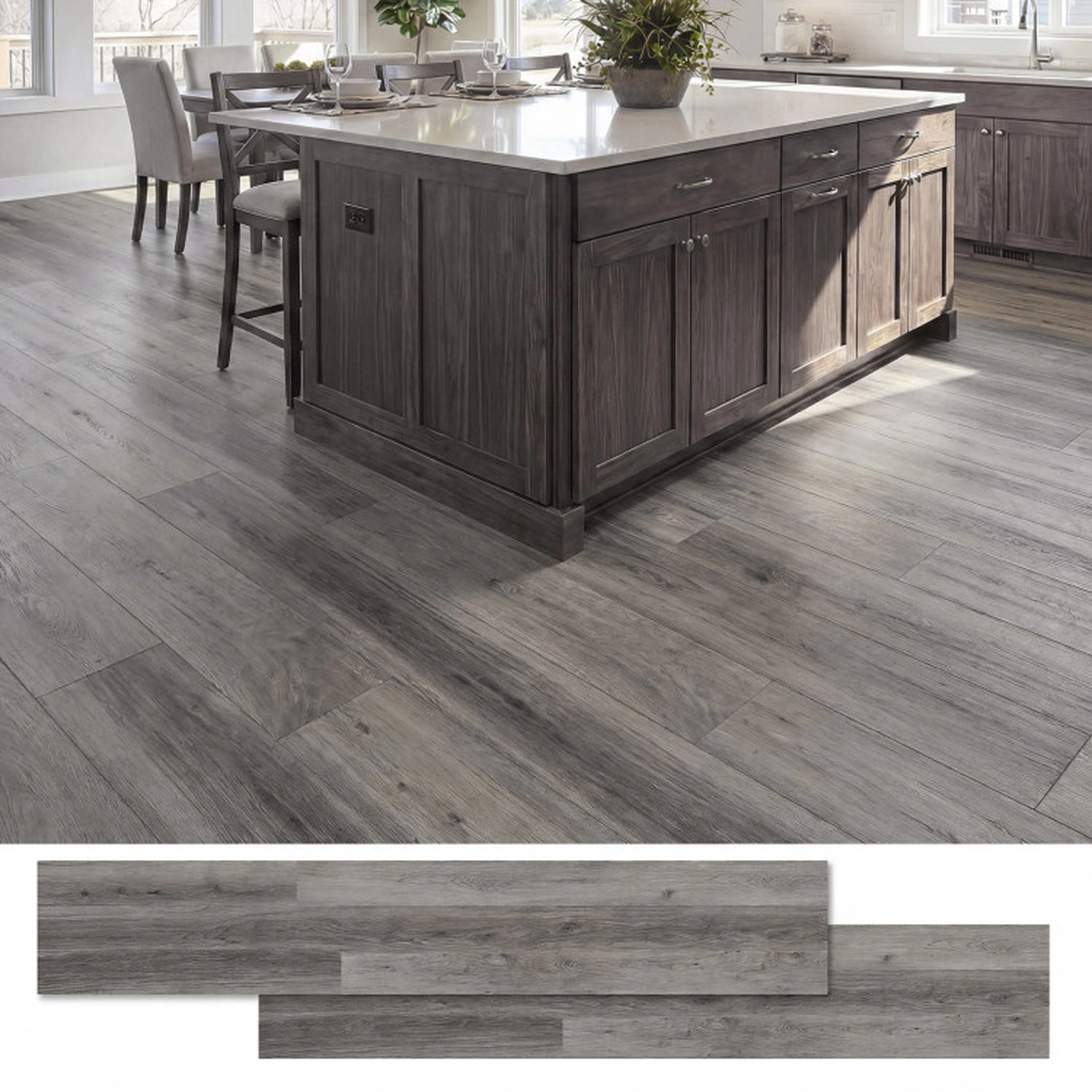 SUGIFT Gray 48-Plank 72-sq ft Waterproof Scratch-Resistant 3D Wood Grain Vinyl Plank Flooring Tiles