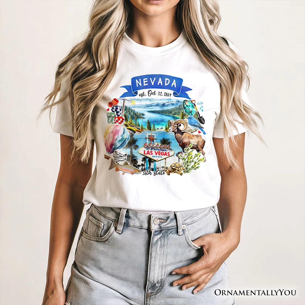 OrnamentallyYou Unisex Artistic Nevada State Themes And Landmarks T-Shirt