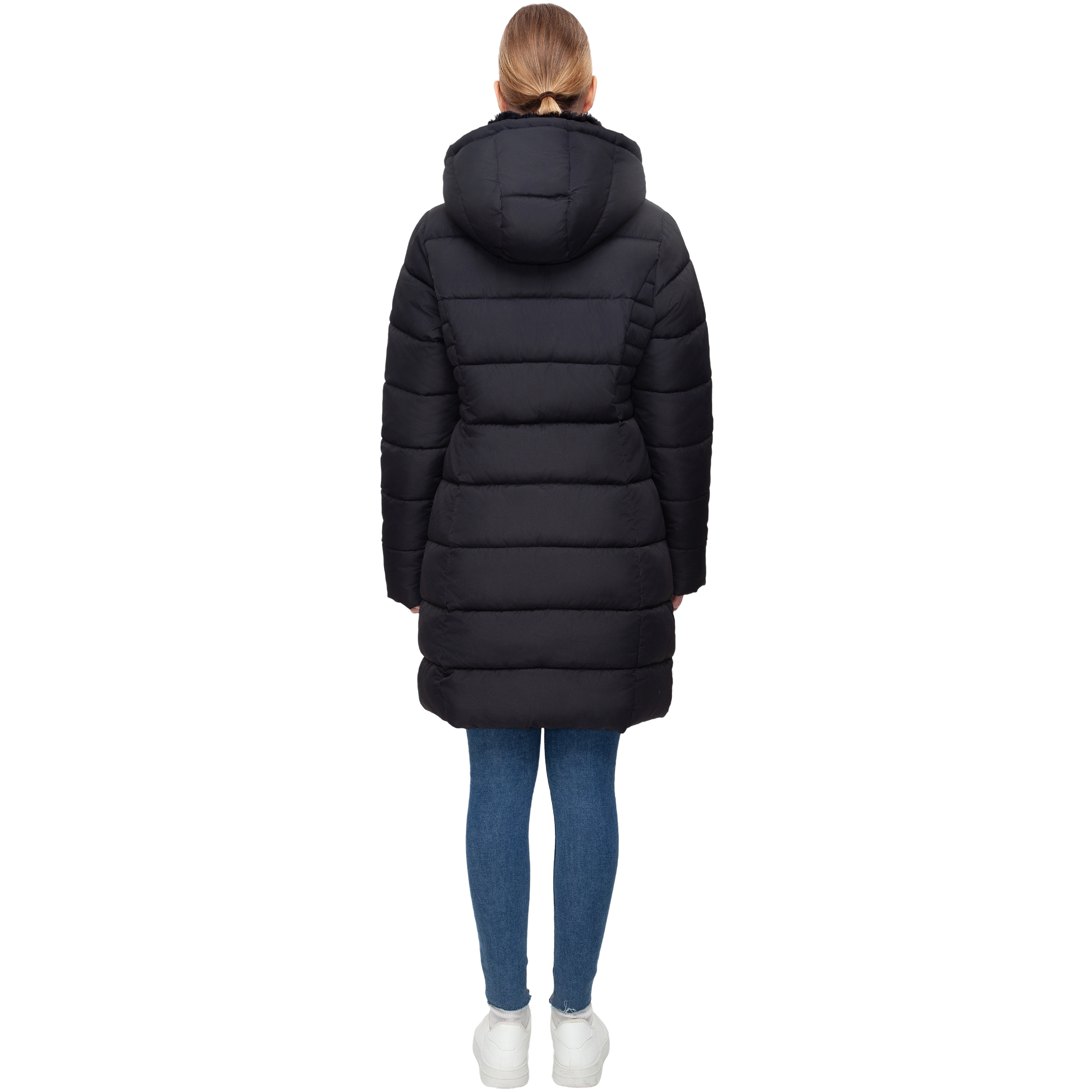 Rokka&Rolla Womens Long Puffer Jacket With Fleece-lined Hood