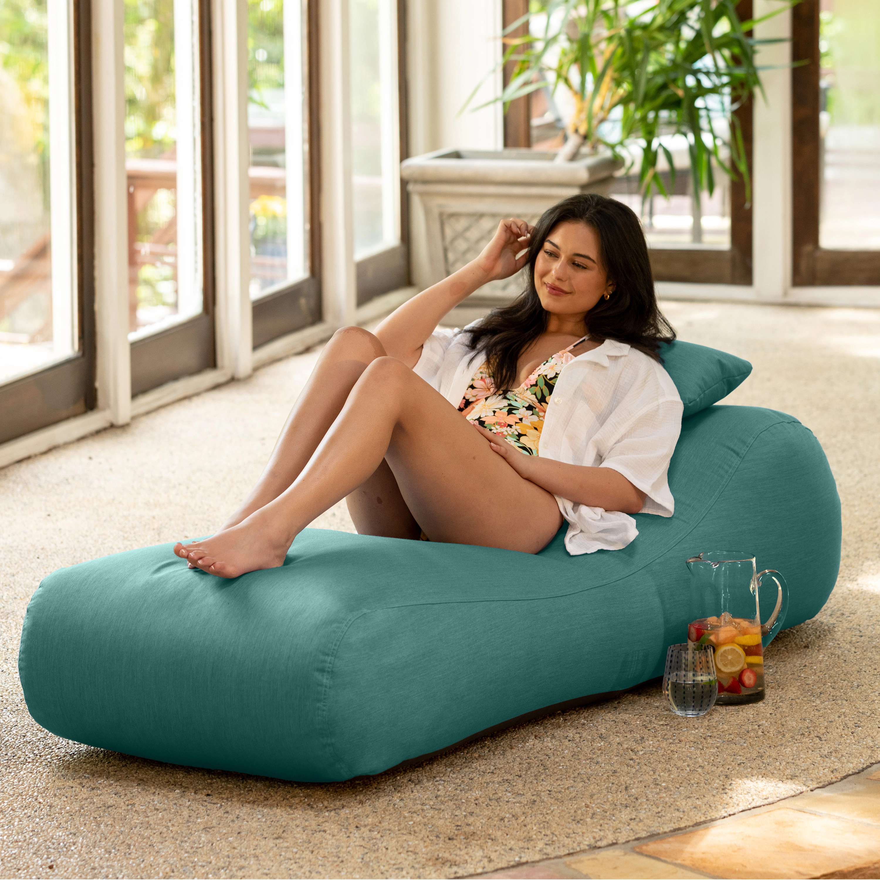 Arlo Outdoor Bean Bag Sun Lounger - Pool and Patio Chaise Recliner