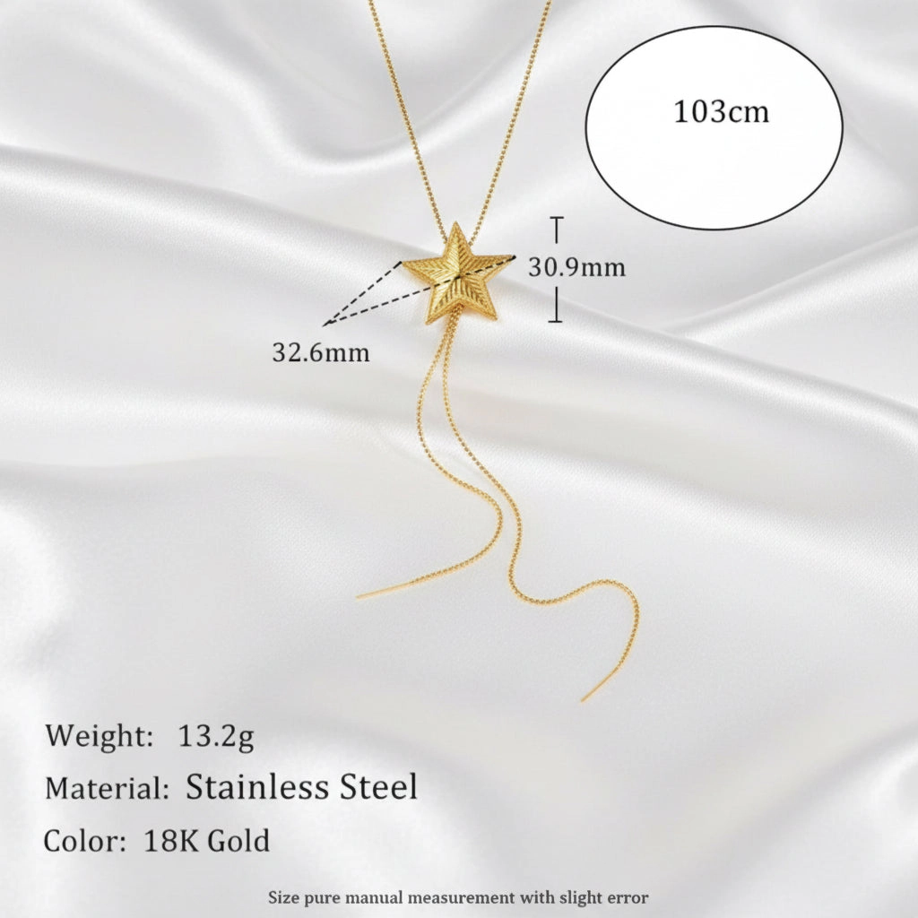 DressAtR Women's Star 18K Gold Plated Slider Necklace