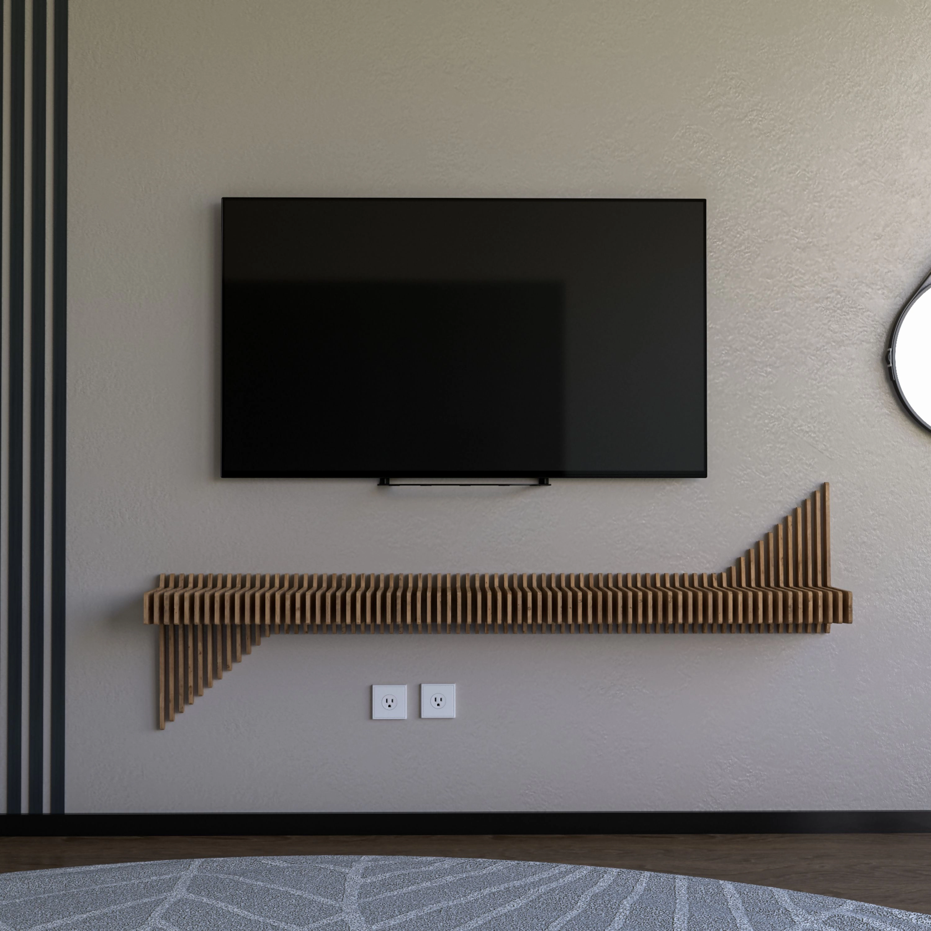 Wear Sierra Parametric 65" 3D Wavy Floating Shelf
