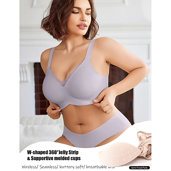 Avidlove Women's Seamless V-Neck Mesh Wireless Full Coverage Bra