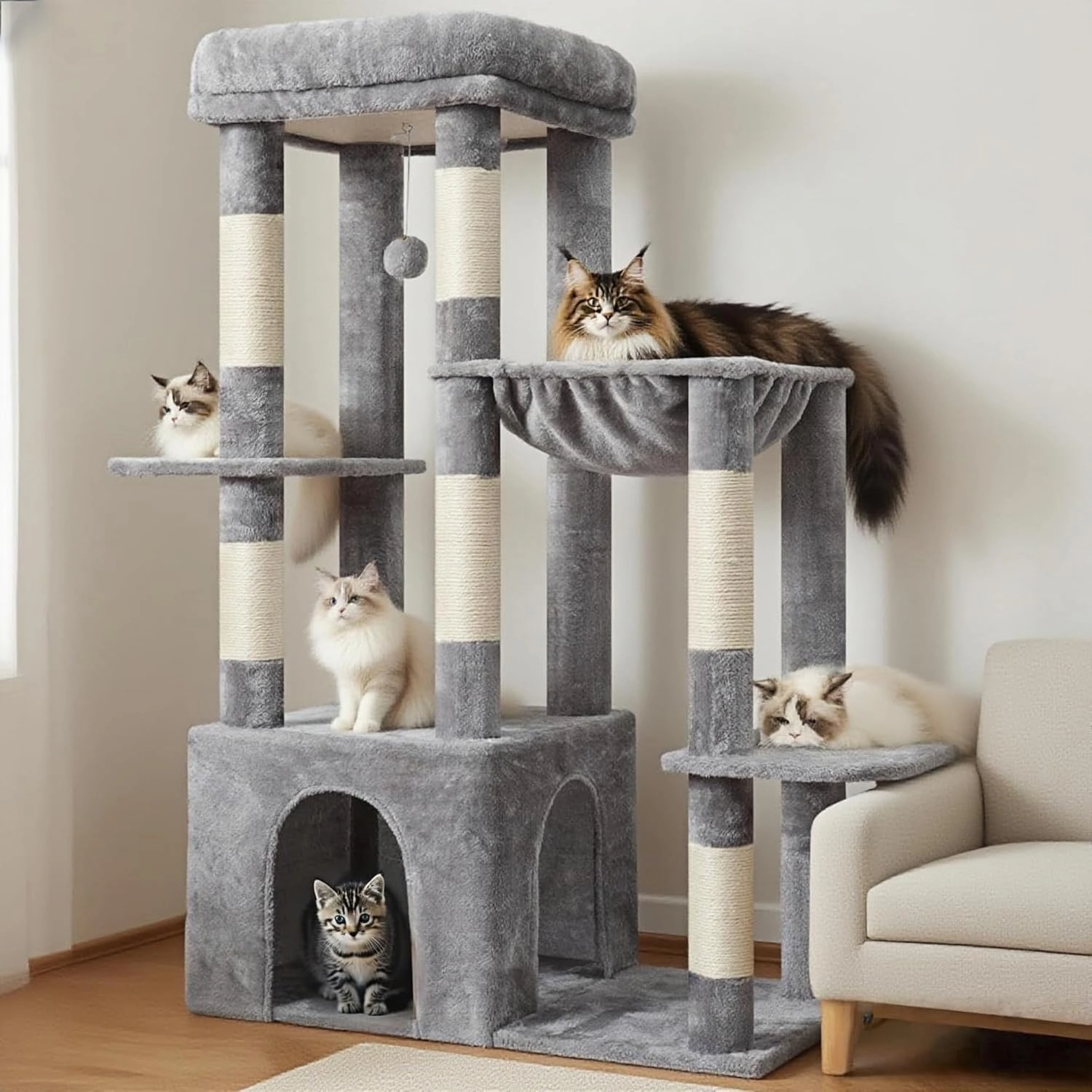 Heybly Heavy Duty Cat Tree with Scratching Posts