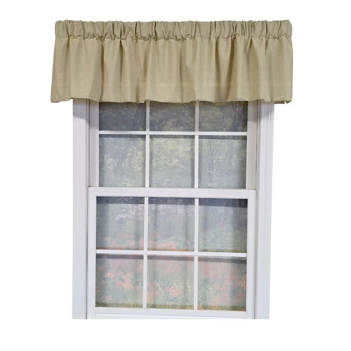RLF Home 100% Cotton Crosswell Tailored  Fully lined Windows Rod Pocket Valance 76" x 14"  Sage