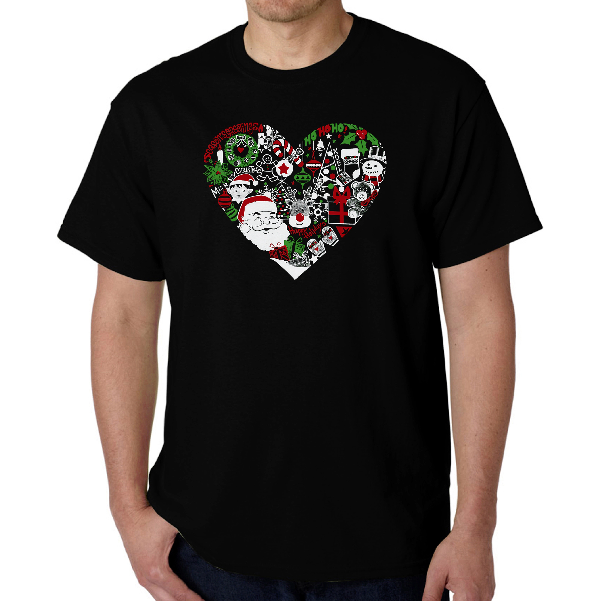 LA Pop Art Men's Christmas Word T-Shirt - Heart Design