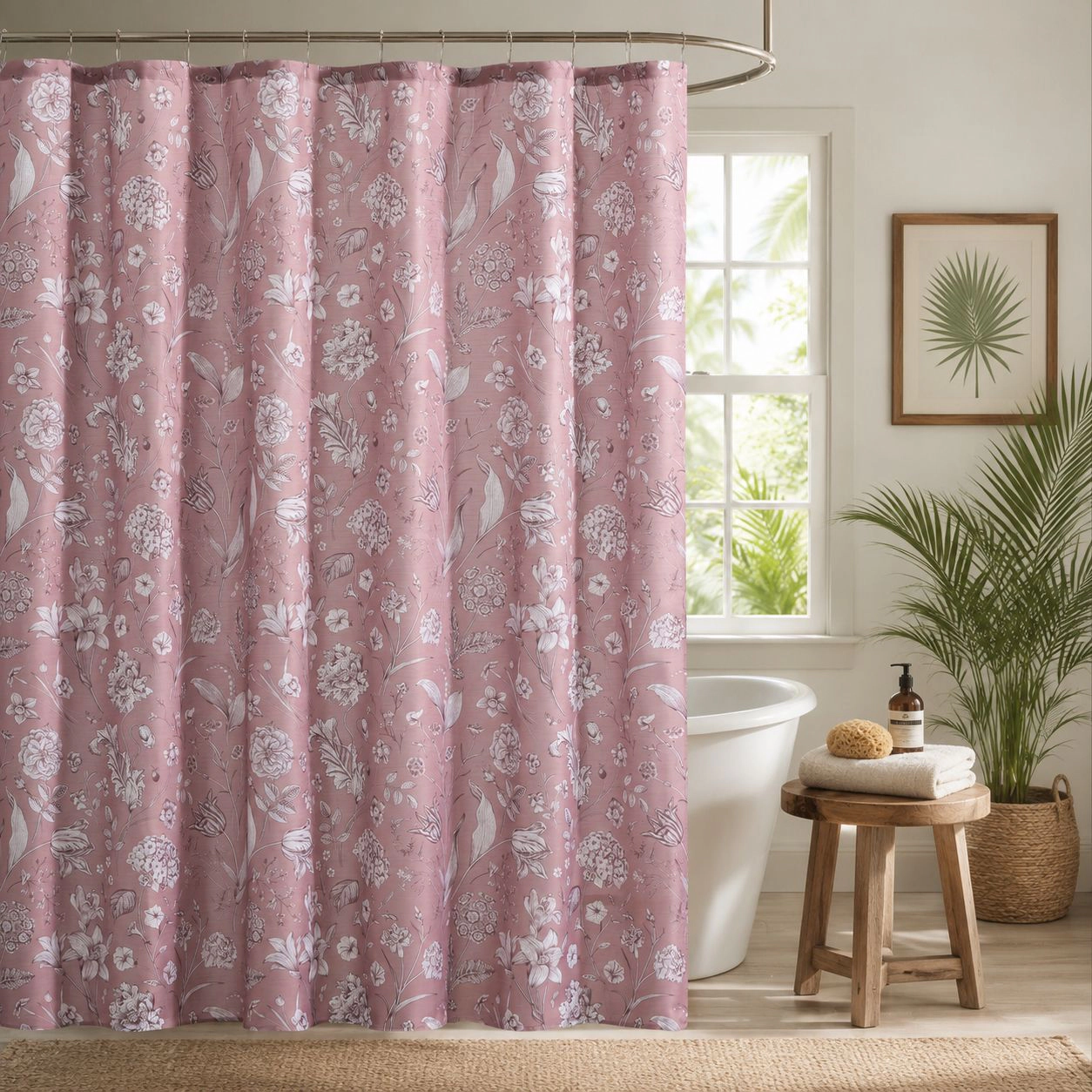 Kate Aurora Shabby Chic Floral Garden Fabric Shower Curtain