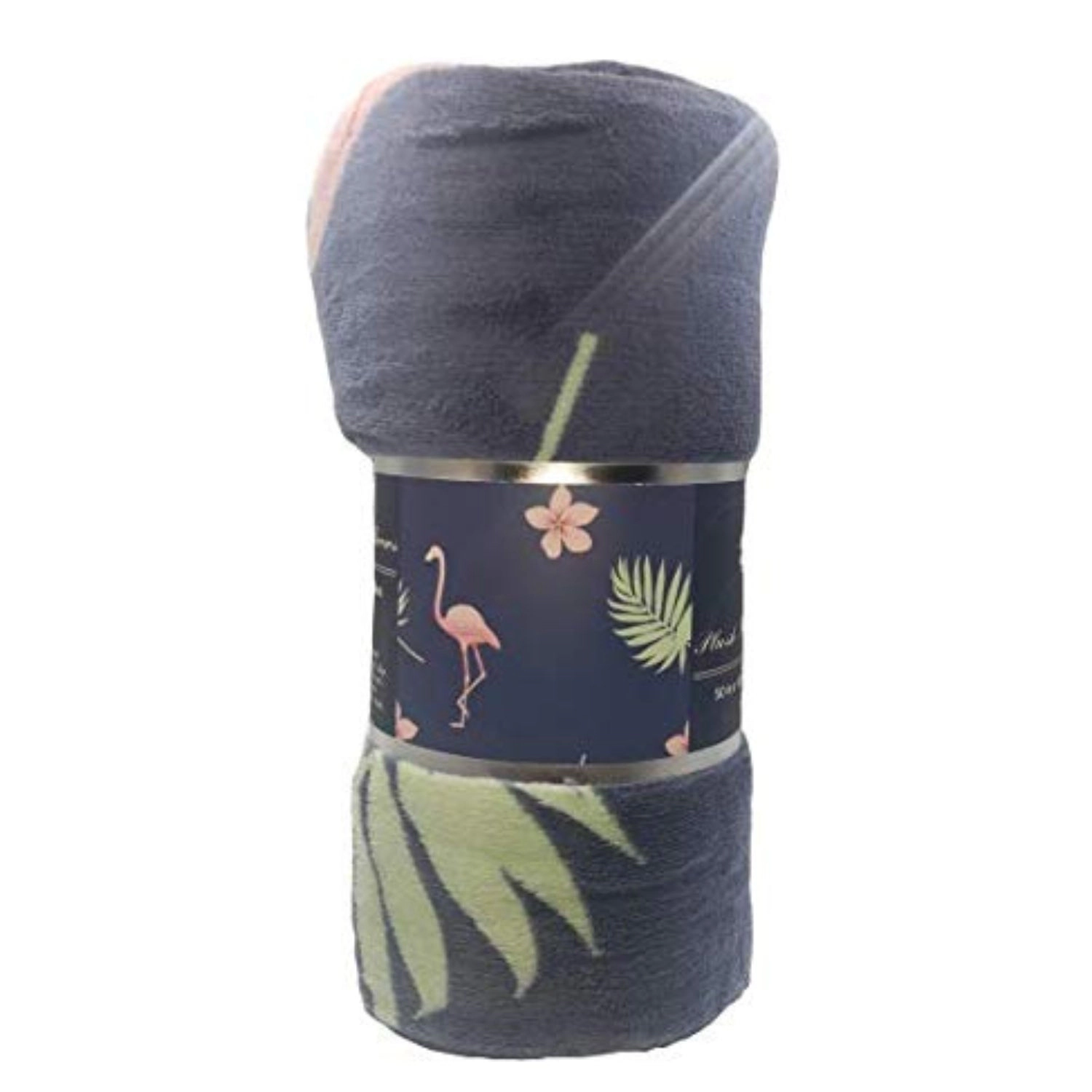Plazatex Holiday Navy Flamingo Design Micro Plush Throw Blanket - 50x60", Multicolor