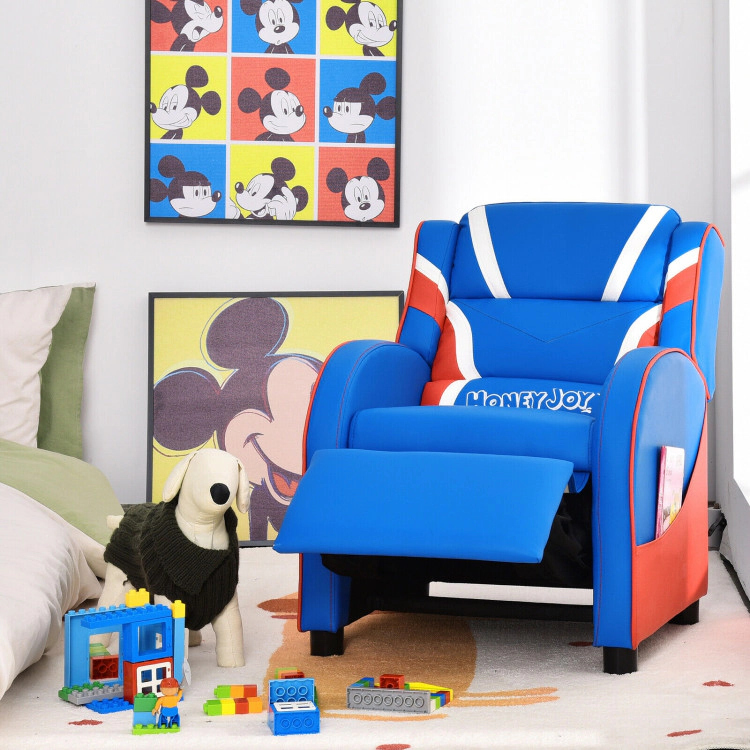 Hivvago Kids Leather Recliner Chair With Side Pockets