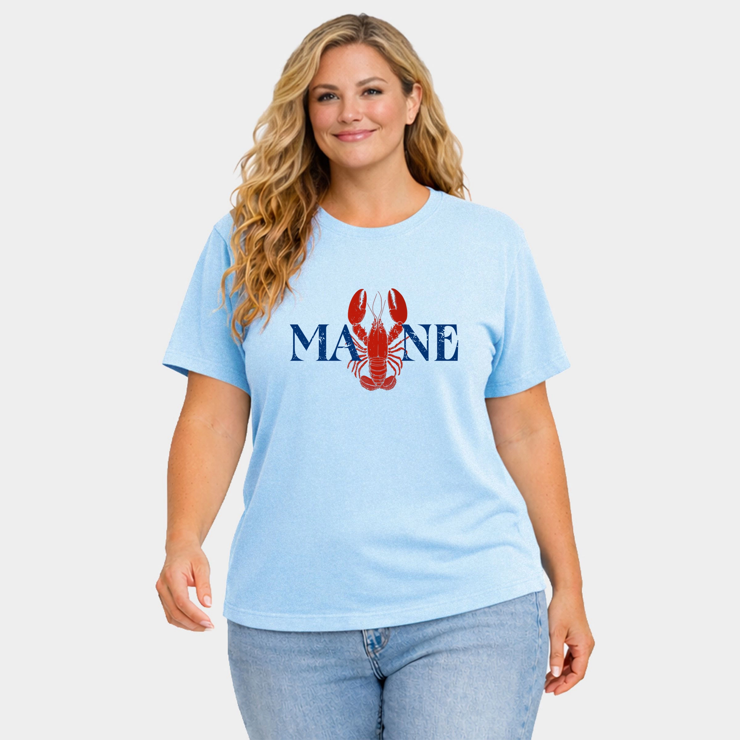 Simply Sage Market - Maine Lobster Women's Plus Sized Garment Dyed Graphic T-Shirt
