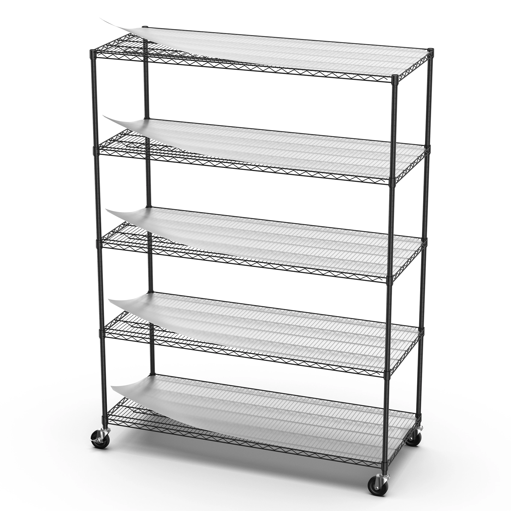 Flynama 5 Tier Metal Shelving 2000LBS 72 in. H with Heavy Duty Adjustable Garage Storage Utility Rack in Black