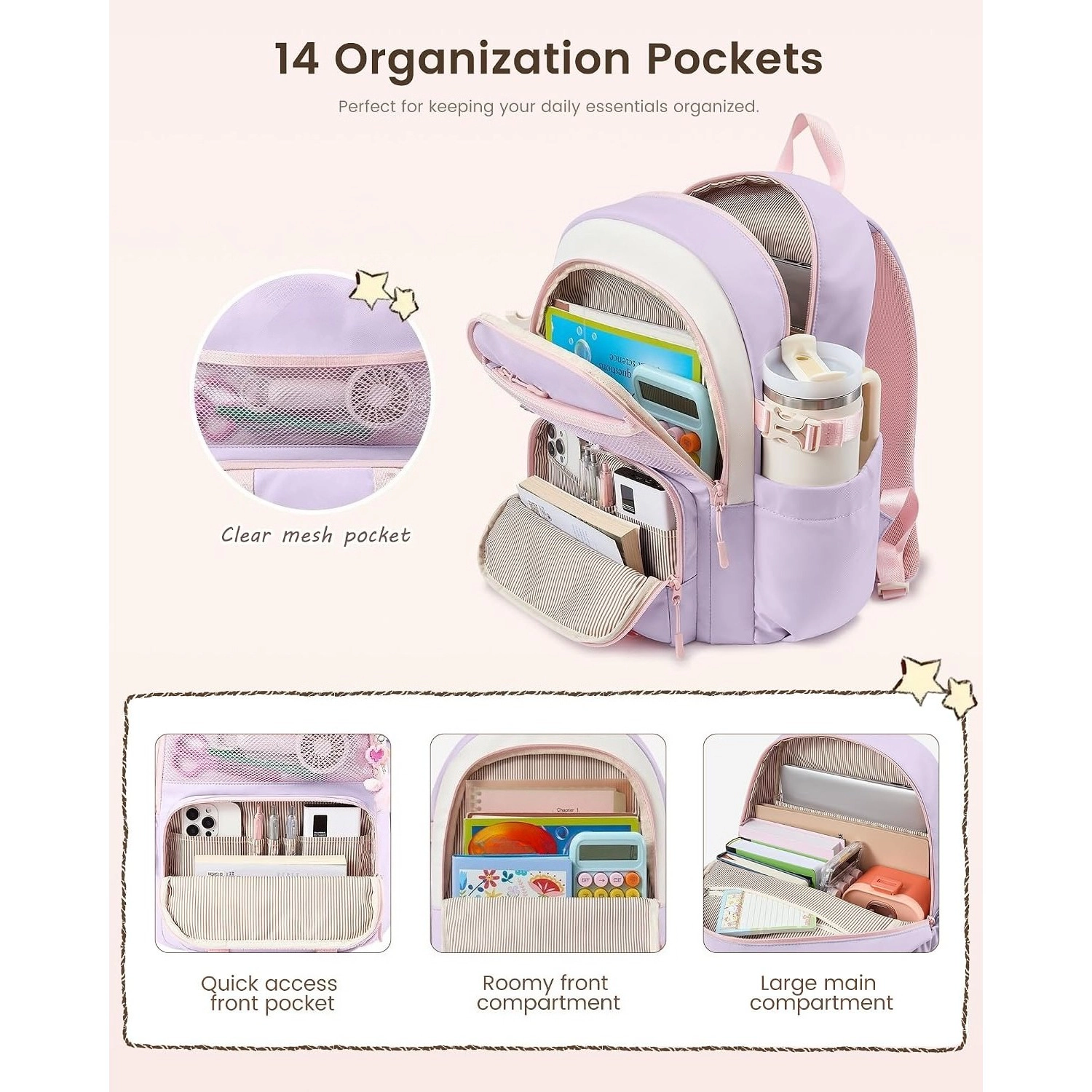 ASSTD NATIONAL School Bag for Girls Aged 8-14