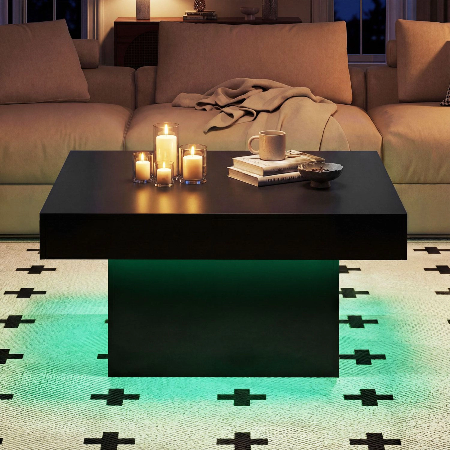 SlickBlue Coffee Table with LED Lights and RGB Dynamic Modes