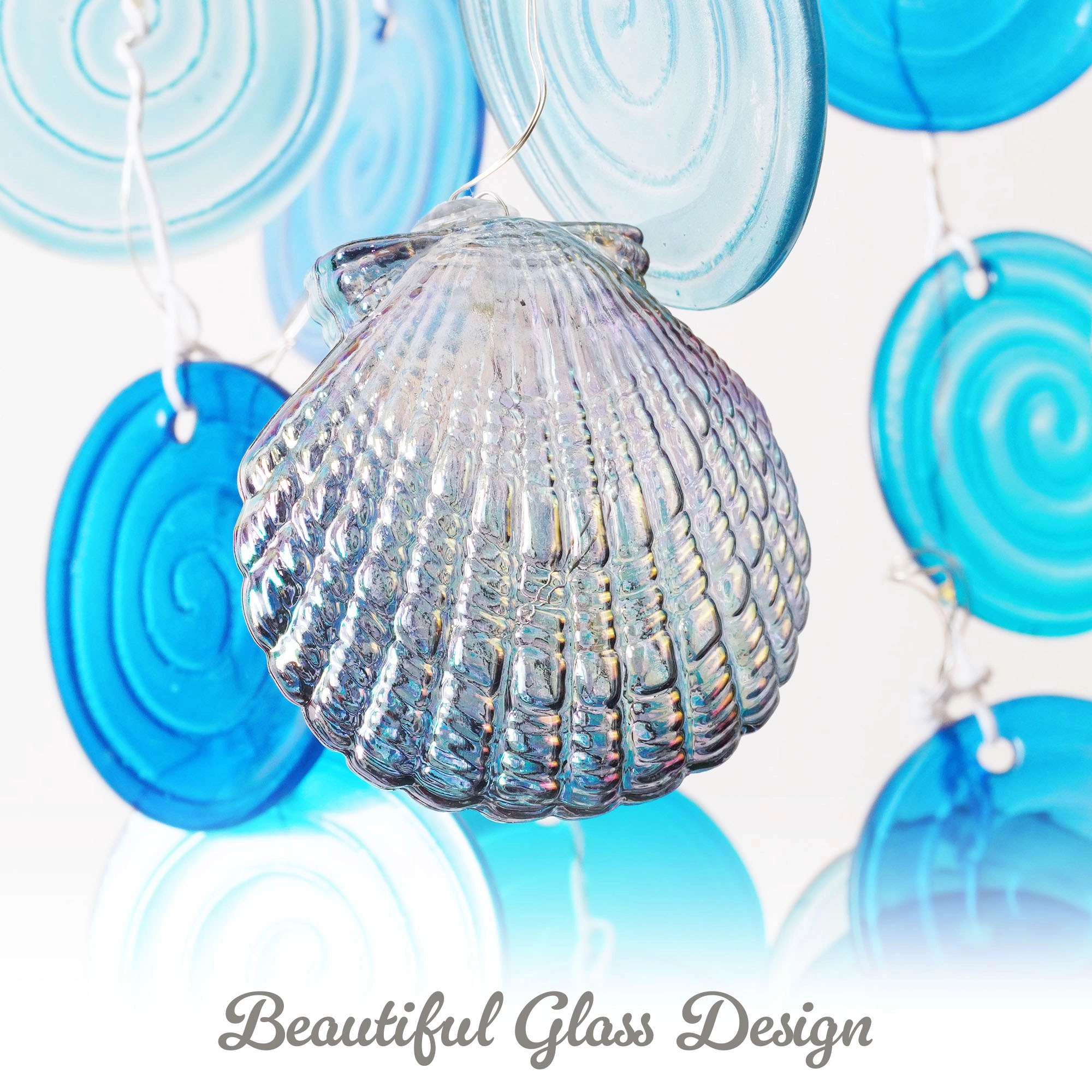 G128 Solar Sea Turtle Wind Chime with LED Lights, Outdoor