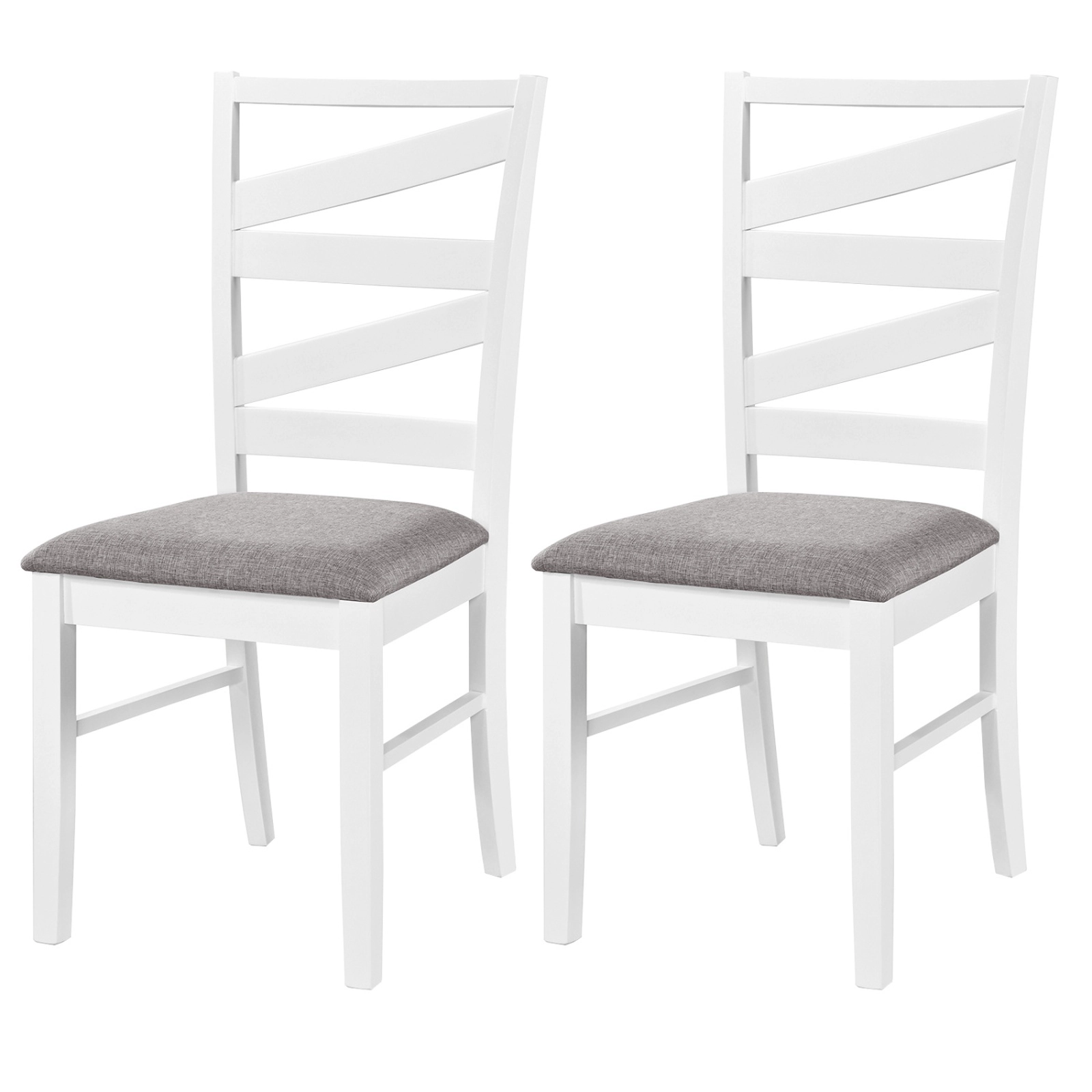 SUGIFT Set of 2 Brown Linen Farmhouse Dining Chairs, Tall Back, Padded Seat