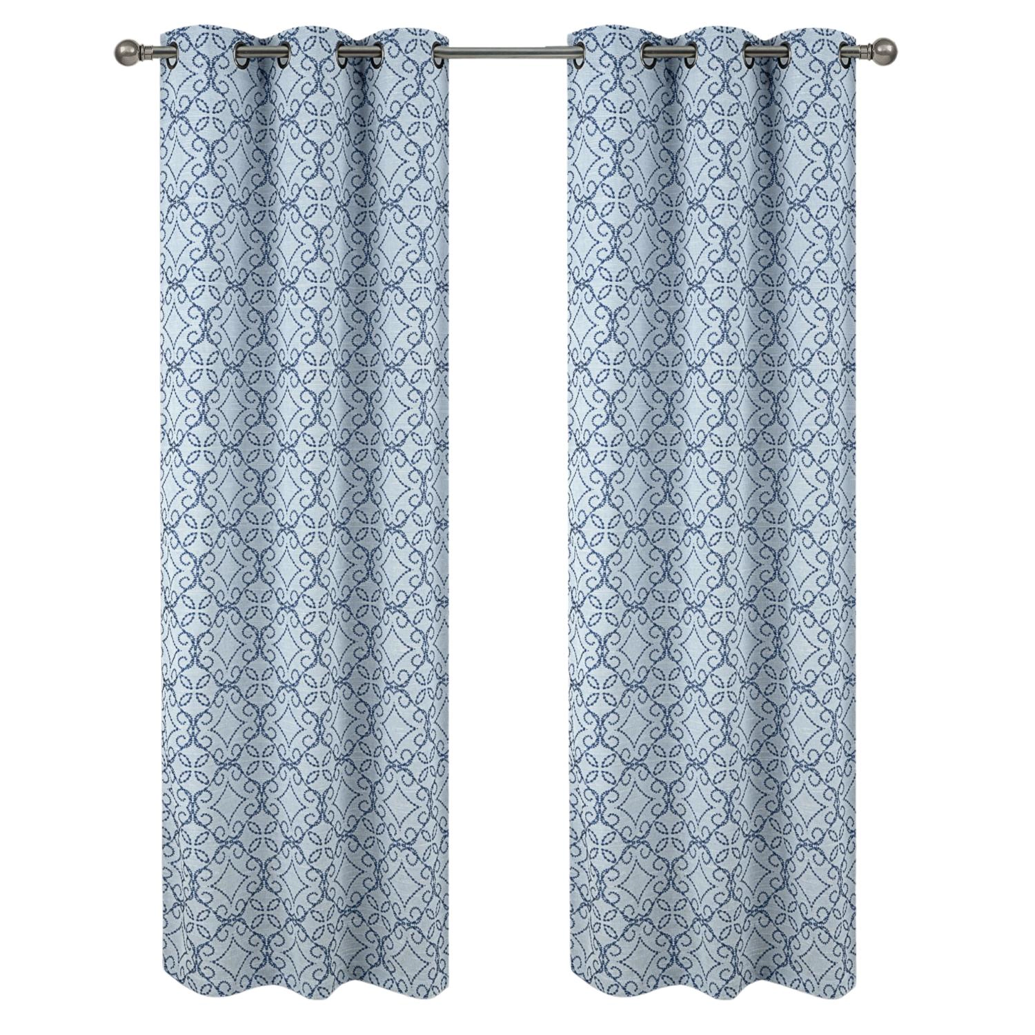 RT Designer Collection Woodbridge Jacquard Grommet Luxurious Modern Design Curtain Panel 54" x 84" Blue
