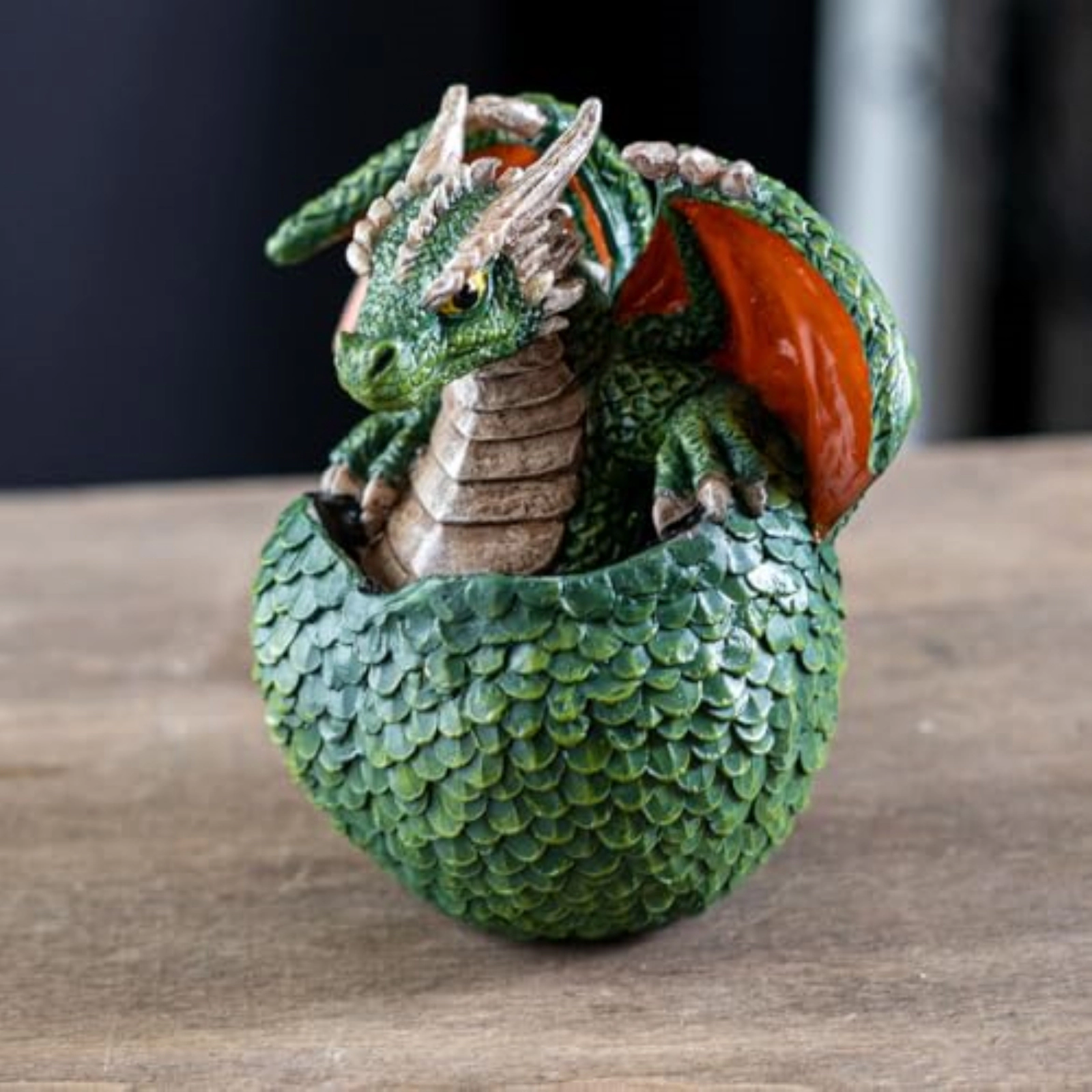 Pacific Giftware Green Dragon Hatchling Figurine Adorable Baby Dragon Emerging from Egg Fantasy Resin Sculpture 3.54 inch Tall