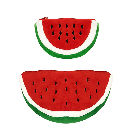 Wrapables Plush Fruit Pencil Pouch (Set of 2), Red Watermelon Coin Purse Pouches