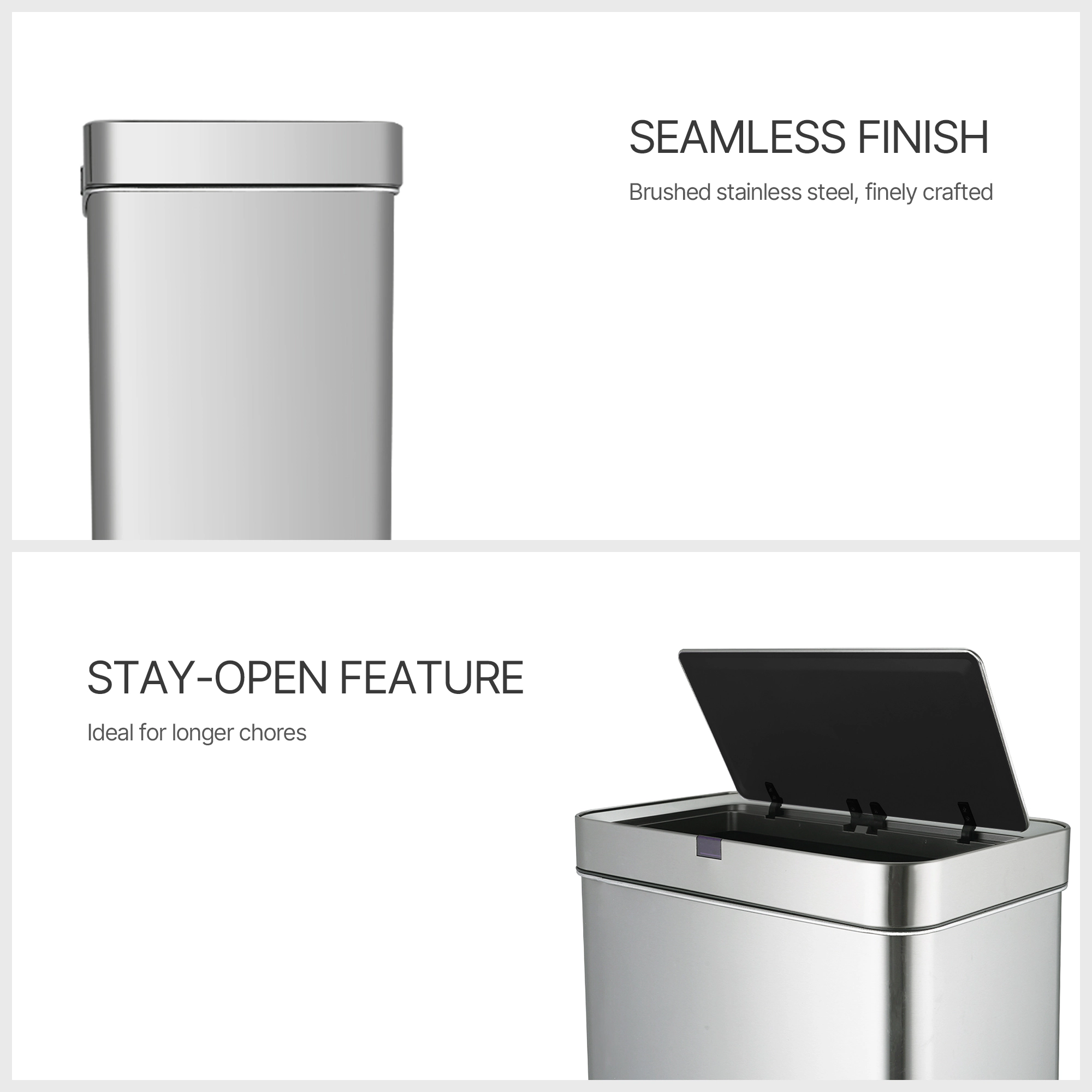 Innovaze 21 Gallon Stainless Steel Rectangular Motion Sensor Trash Can for Kitchen, Silver