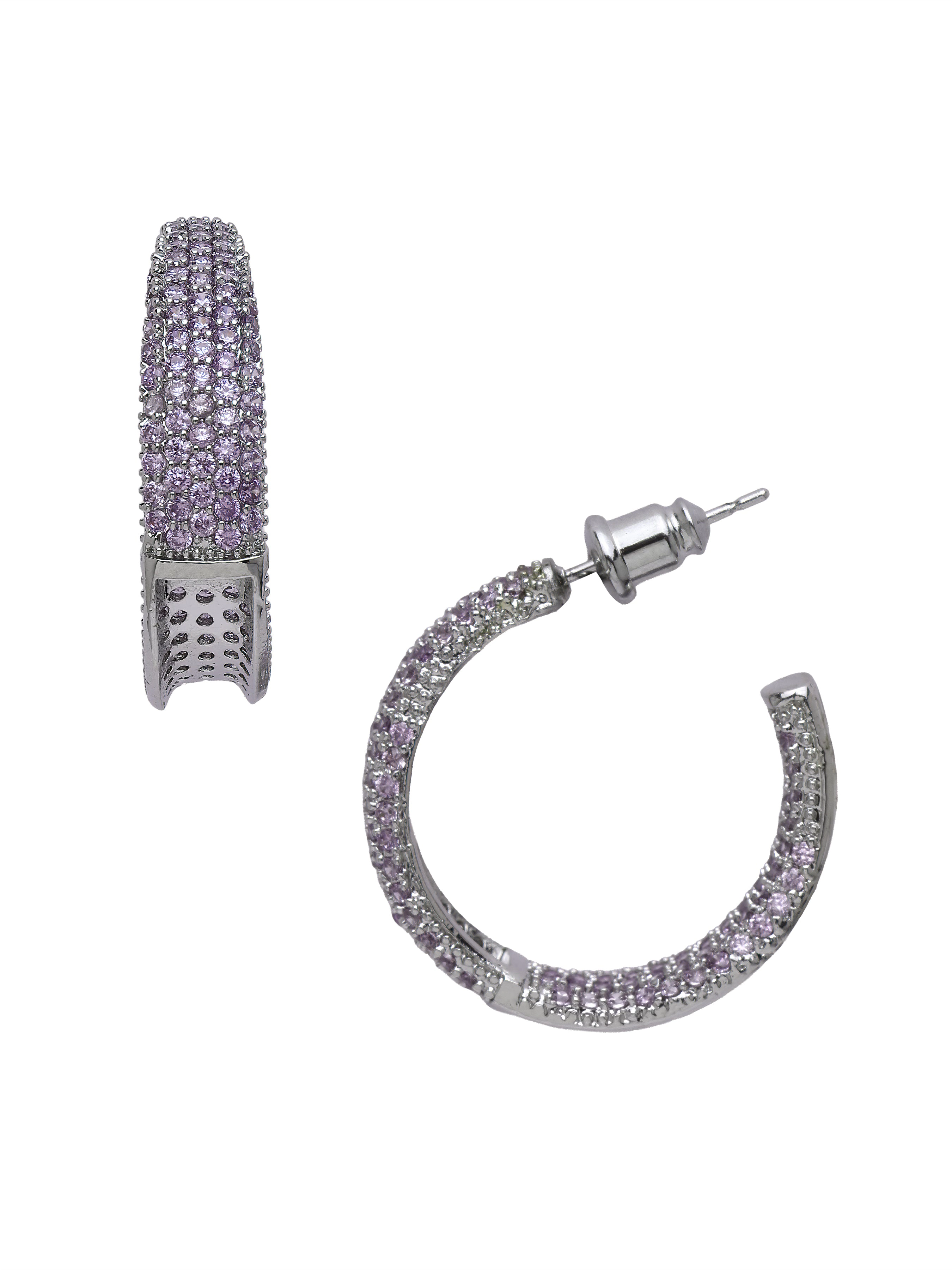 AGP PARIS Womens Pavé Tapered Hoop Earrings