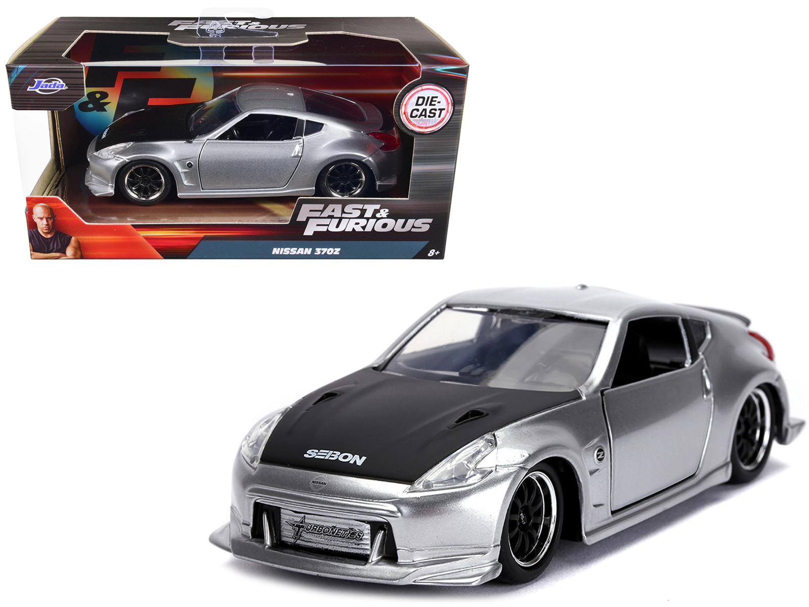 Jada Nissan 370Z Silver with Black Hood "Fast & Furious" Series 1/32 Diecast Model Car by Jada