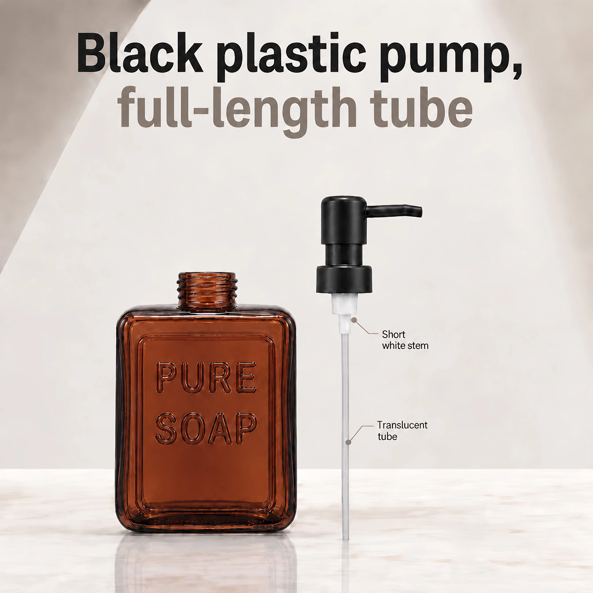 Evideco French Home Goods 18 oz Glass Soap Dispenser with Black Pump