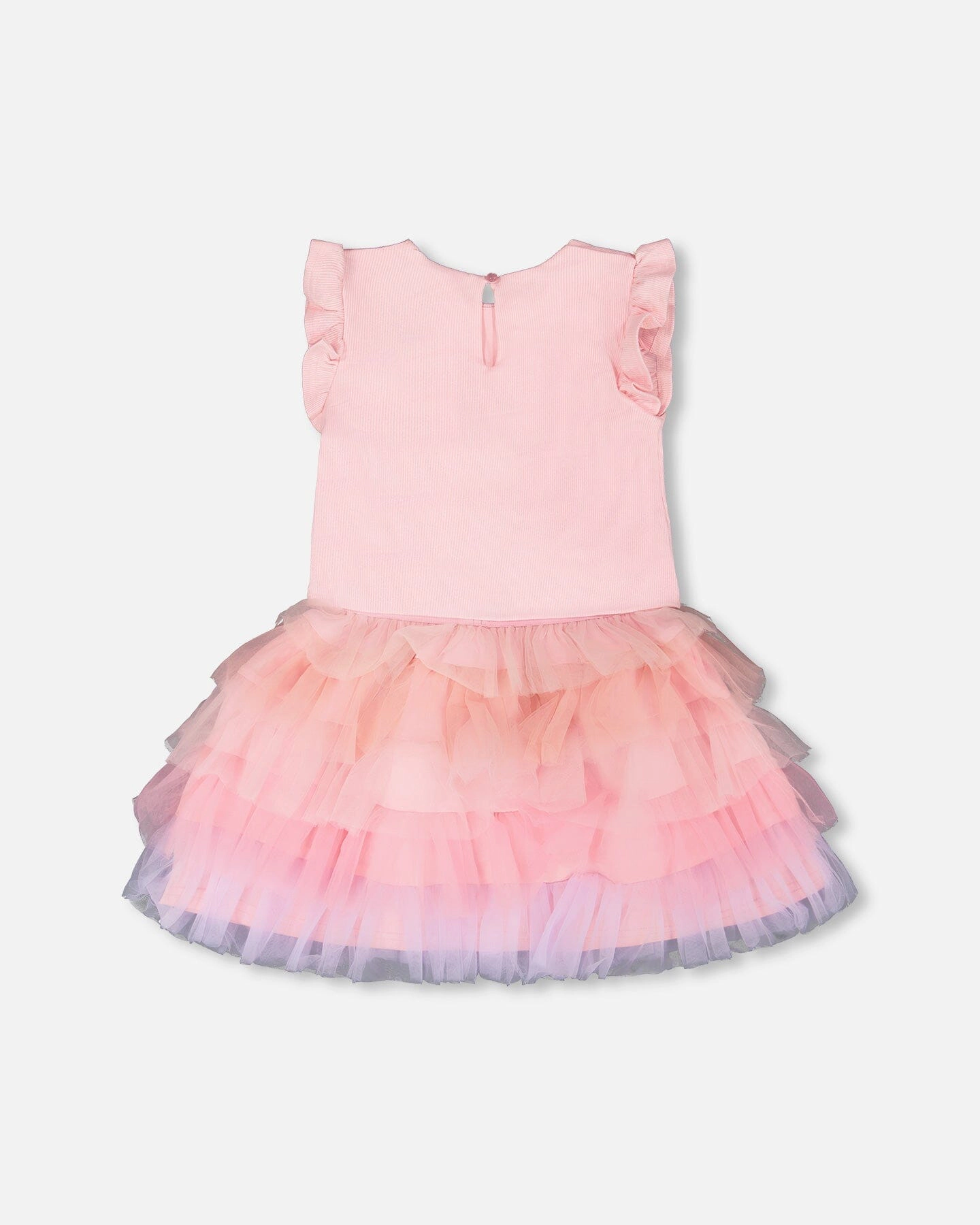 Deux par Girls Bi-Material Flutter Sleeve Dress