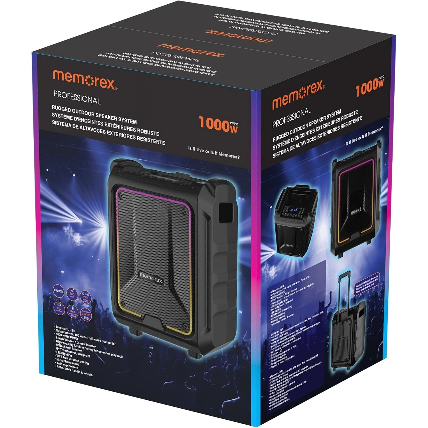 Memorex MX-PSTG1 Waterproof Bluetooth Karaoke Microphone - Black
